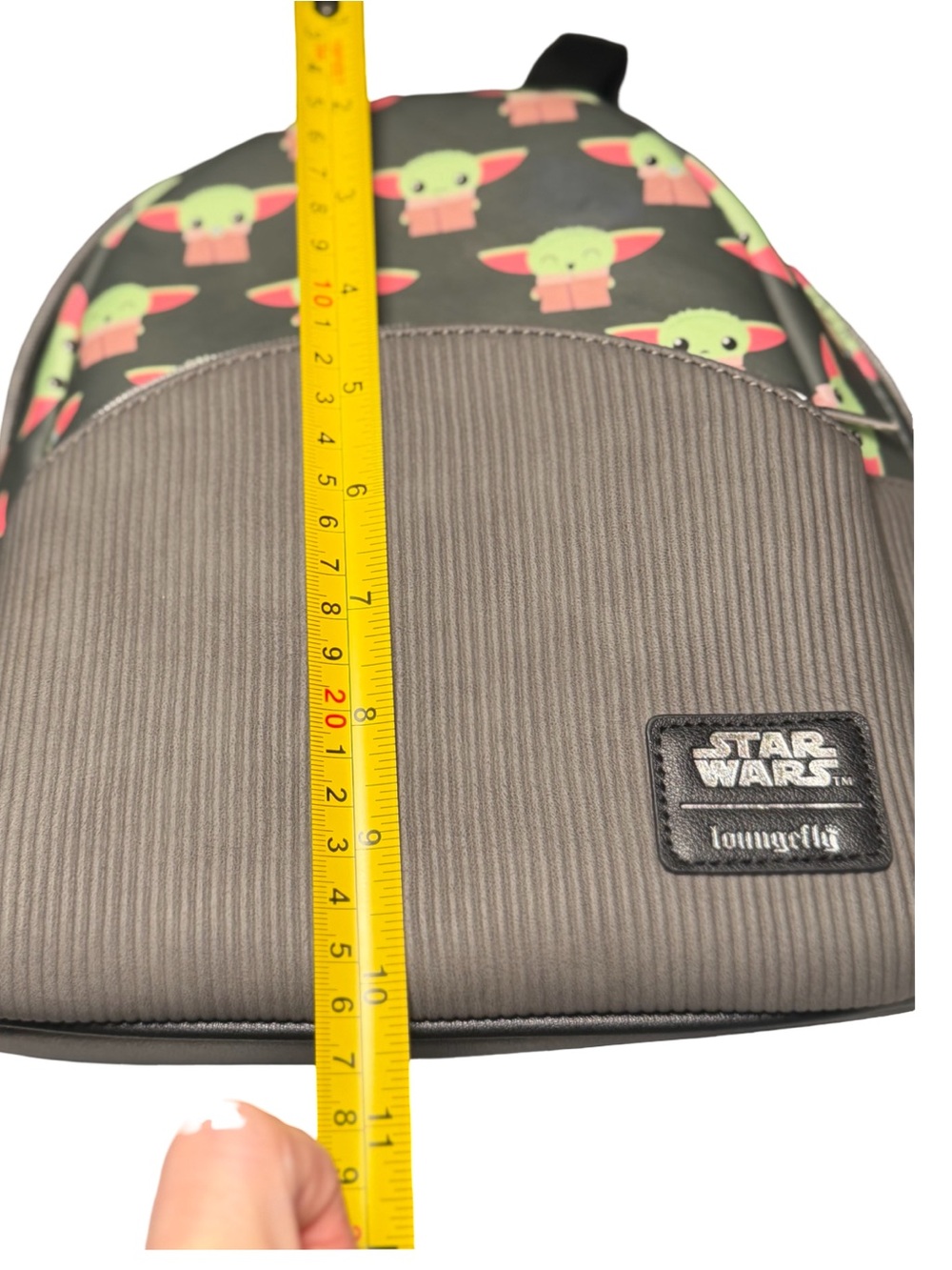Disney Loungefly Grey Mini Backpack with Green Grogu Print - Picture 11 of 13